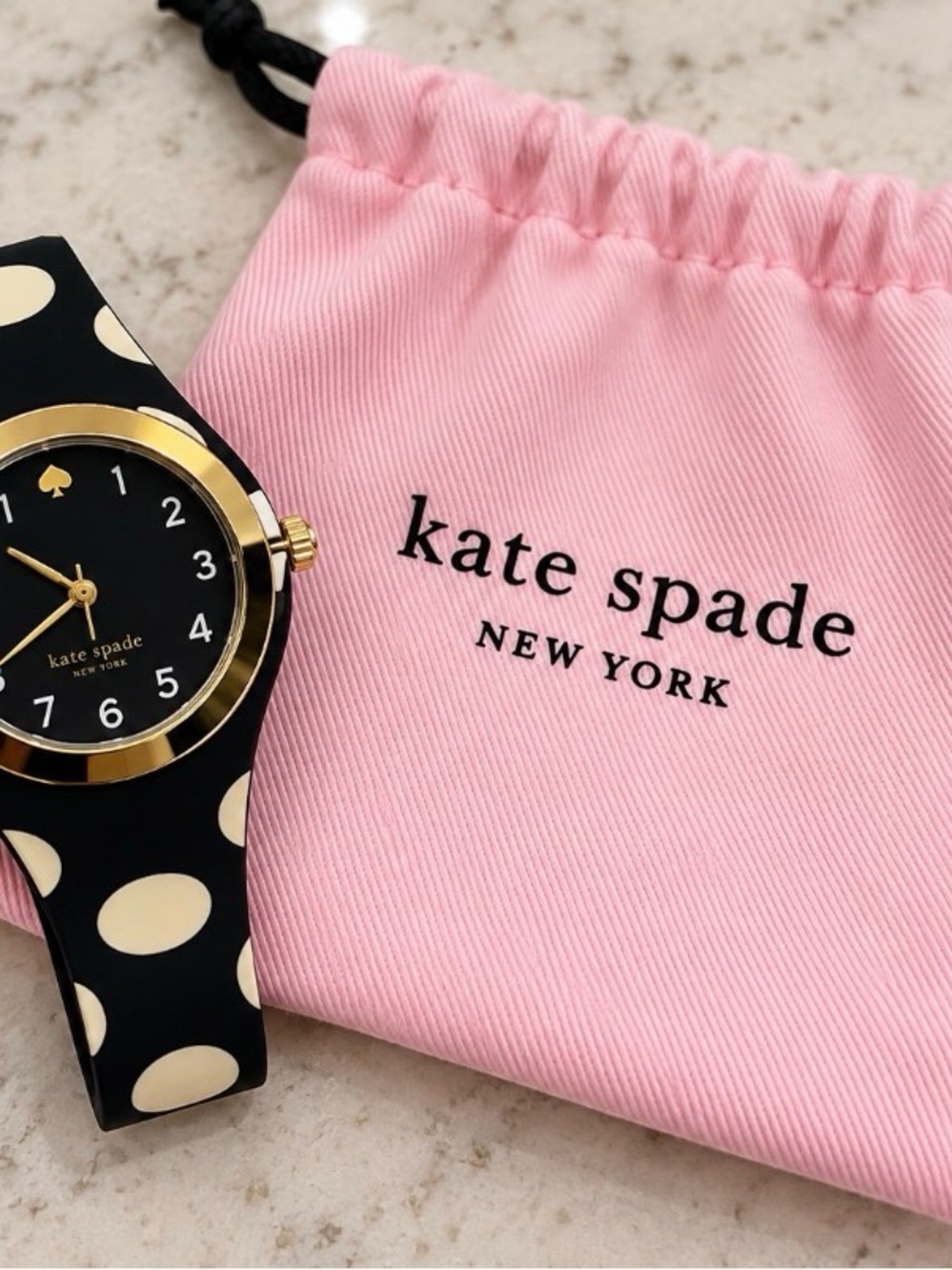 kate spade Black & Cream Polka Dot Kids Silicone Watch excellent condition !!